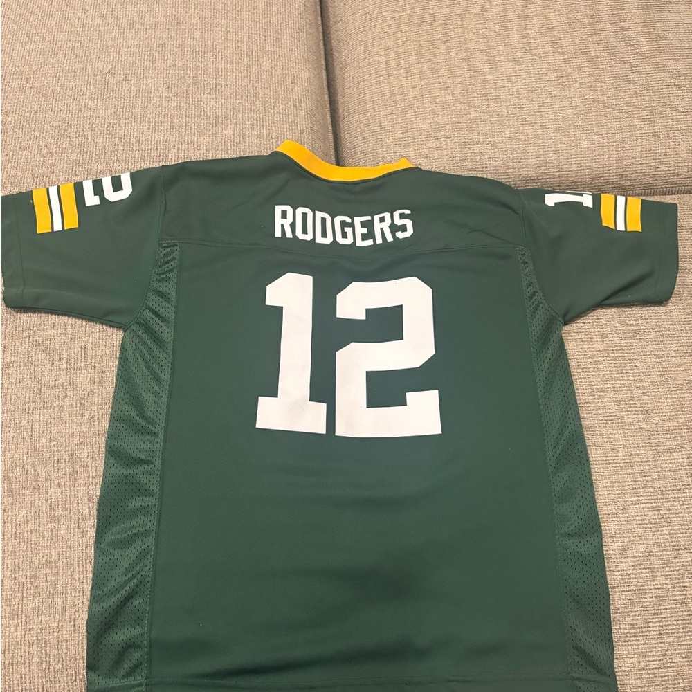 NFL Aaron Rodgers #12 Green and Yellow Kids XL Jersey